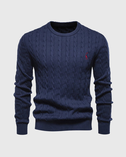 Stylish Clothing | Cable Knit Regular Fit Ribbed Cuffs Logo Detail