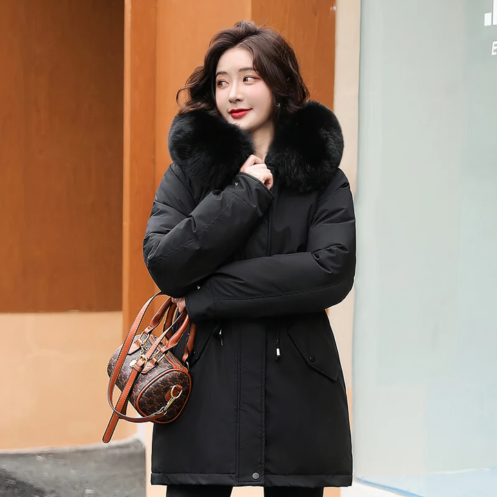 Elegant parka with luxurious fur collar