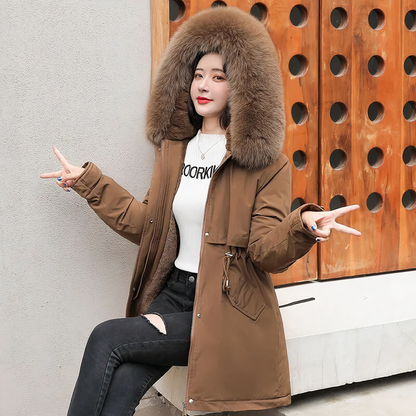 Elegant parka with luxurious fur collar