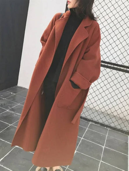 Long Women's Coat Wool Blend Elegance