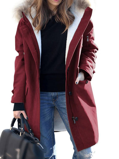 Women's Long Winter Parka Coat Faux Fur Hood