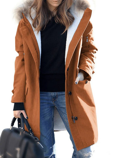 Women's Long Winter Parka Coat Faux Fur Hood