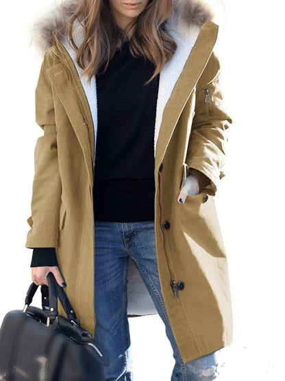 Women's Long Winter Parka Coat Faux Fur Hood