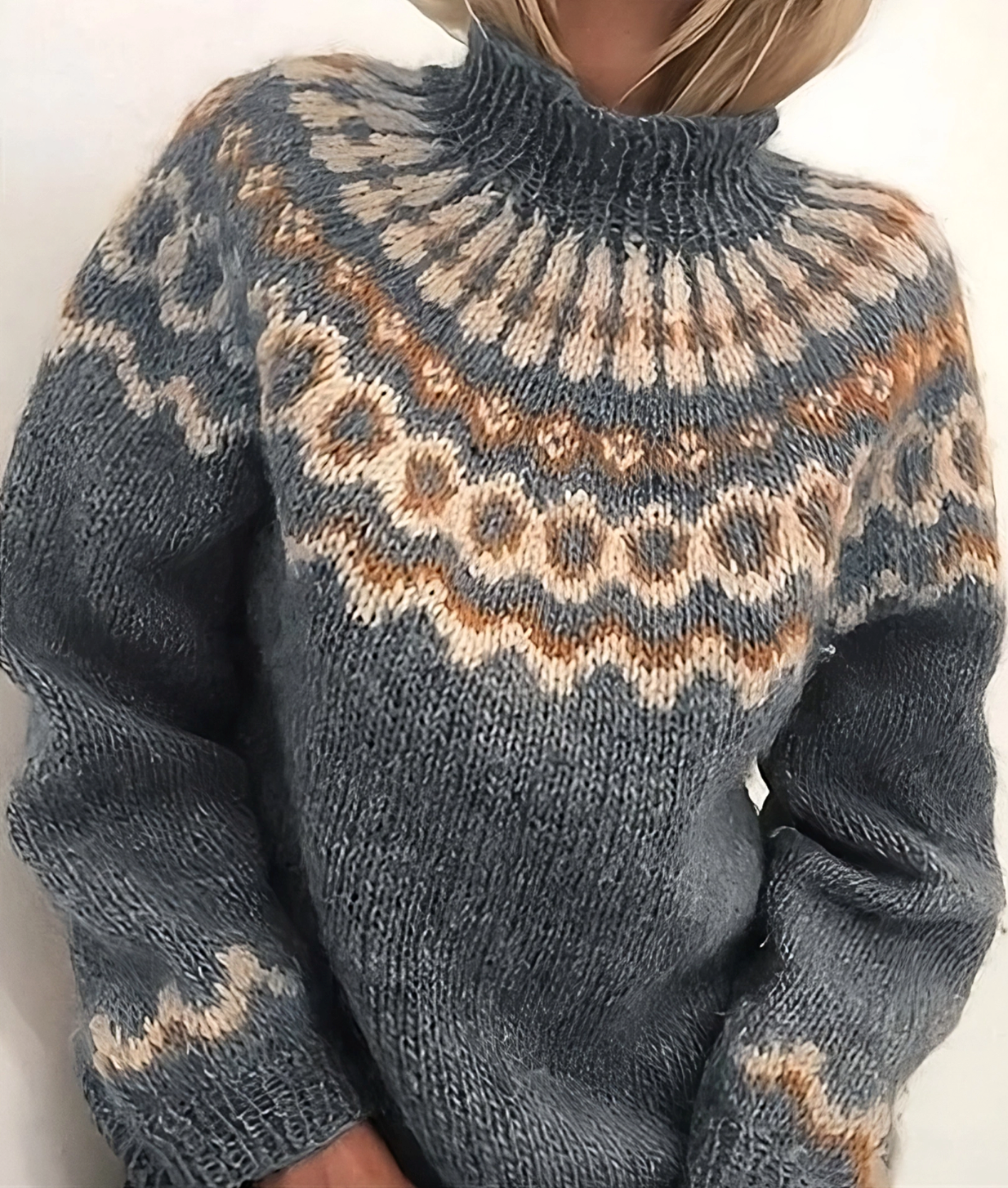 Women's Soft Norwegian Style Roll-Neck Sweater