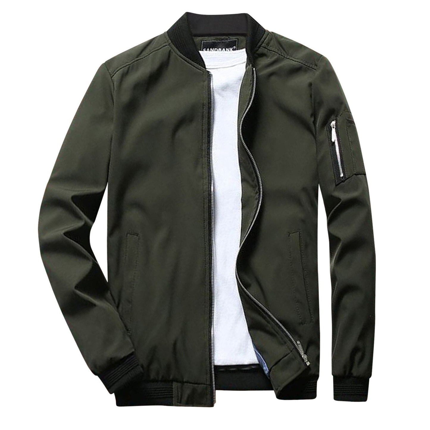 Herren Bomberjacke Modern Rippbesatz Ärmeltasche - IdealeKleiden