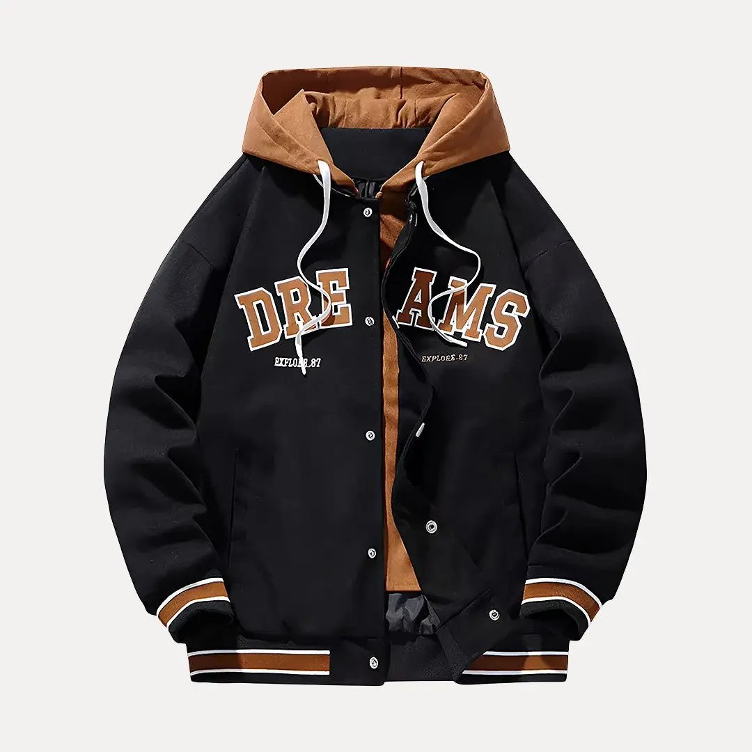 Stylish Varsity Jacket with Hood