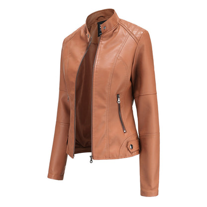 Leder Bikerjacke Mit Reißverschluss & Nieten - IdealeKleiden