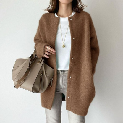 Women's Oversized Jacket Button Fastening Long