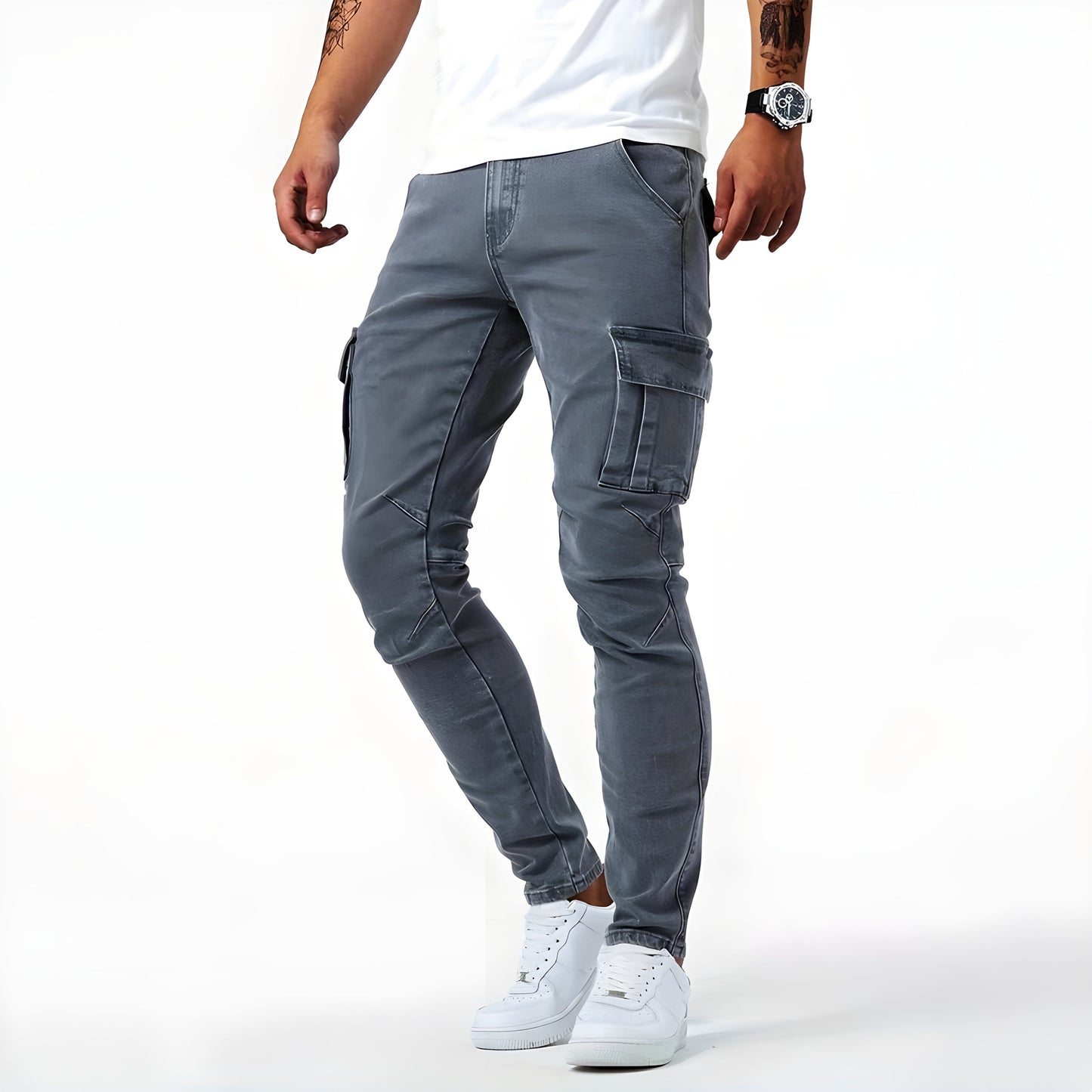 Dehnbare Herren-Cargohose Slim-Fit - IdealeKleiden