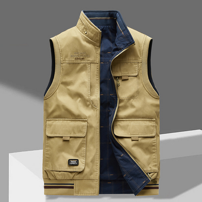 Practical Men's Sleeveless Vest with Many Pockets
