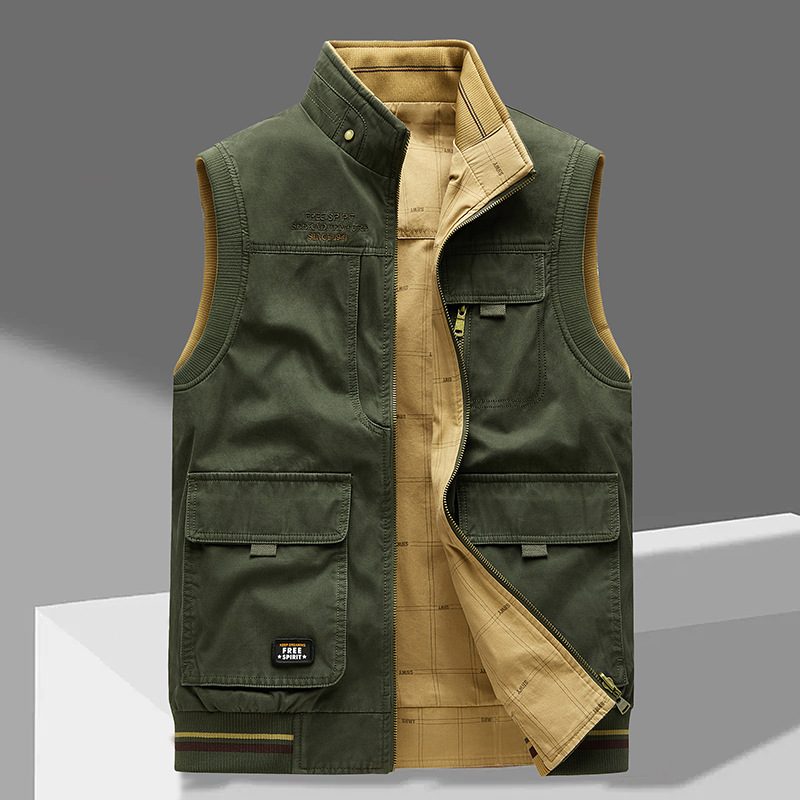 Practical Men's Sleeveless Vest with Many Pockets