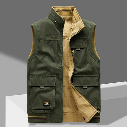 Practical Men's Sleeveless Vest with Many Pockets