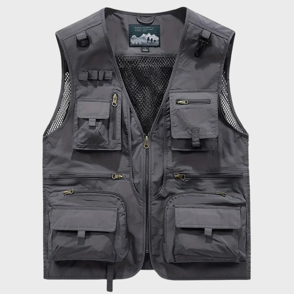 Men's Practical Cargo Vest with Zipper