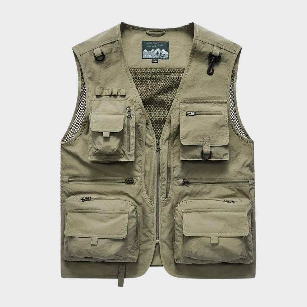 Men's Practical Cargo Vest with Zipper