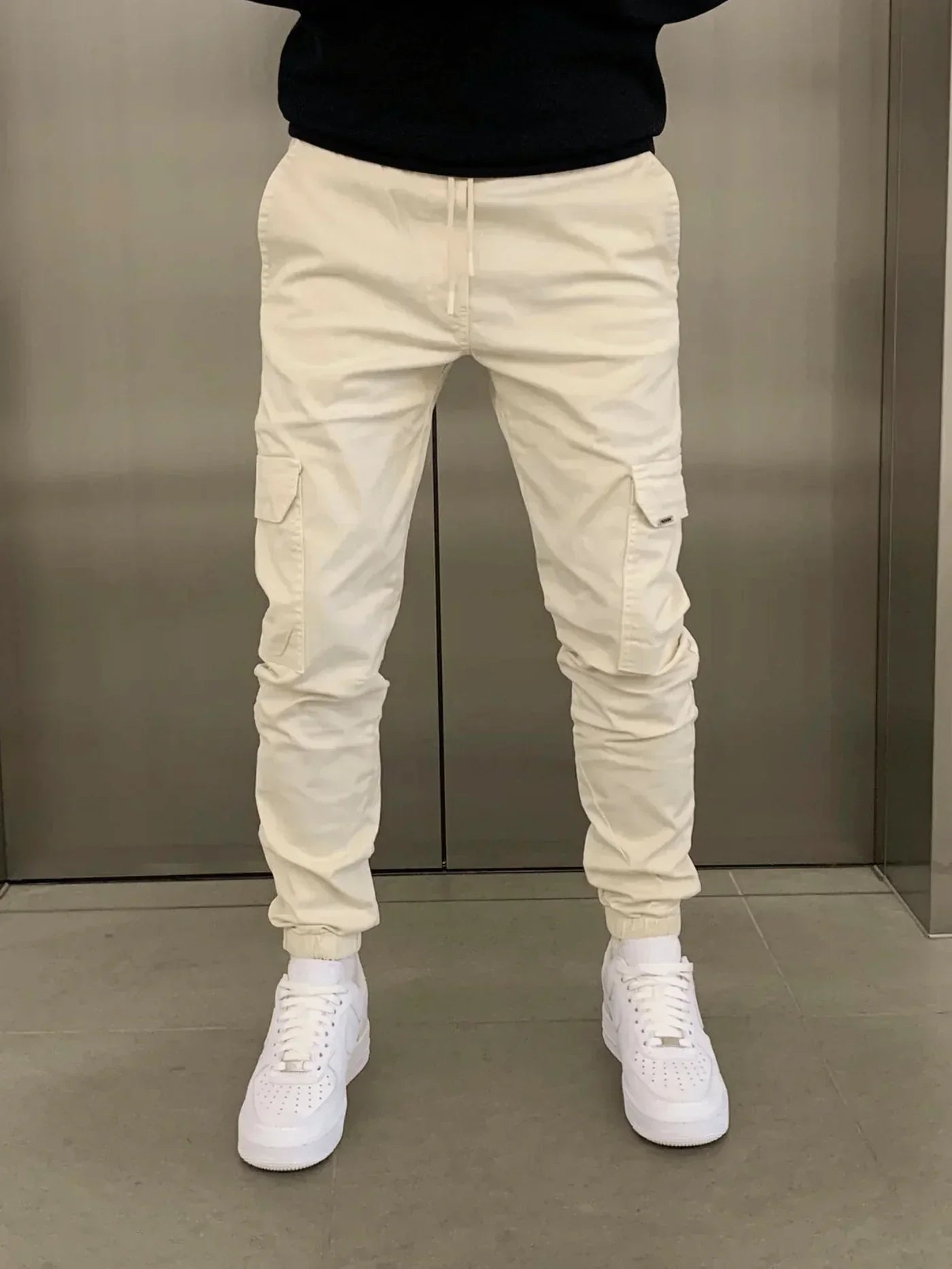 Men's Skinny Cargo Pants with Lacing