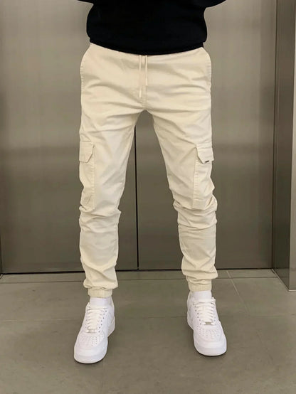 Men's Skinny Cargo Pants with Lacing