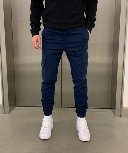 Men's Skinny Cargo Pants with Lacing