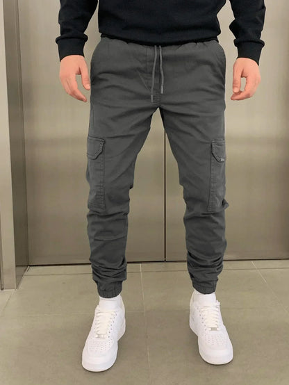 Men's Skinny Cargo Pants with Lacing