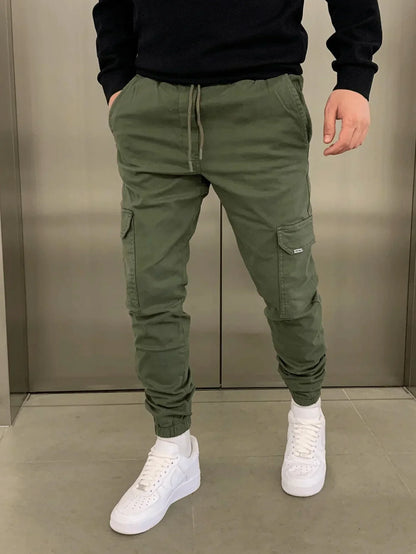 Men's Skinny Cargo Pants with Lacing