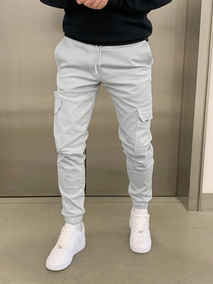 Men's Skinny Cargo Pants with Lacing