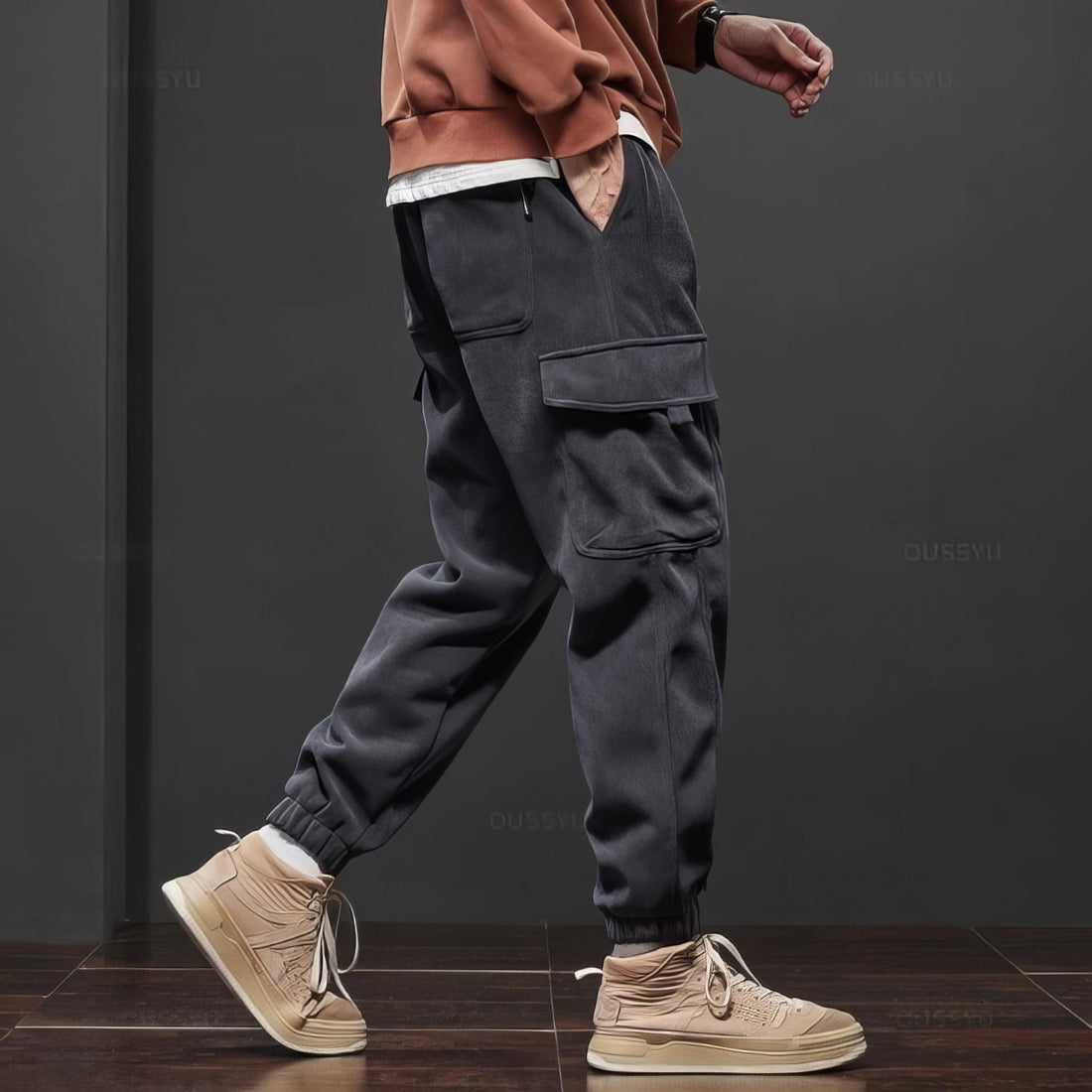 Men's Comfortable Cargo Pants Velvet Look