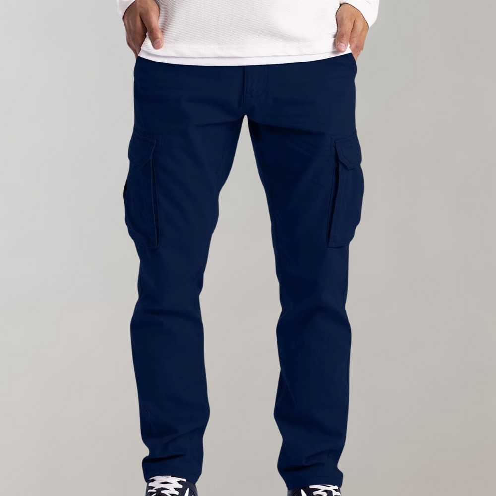 Straight Men's Trousers with Pockets Casual