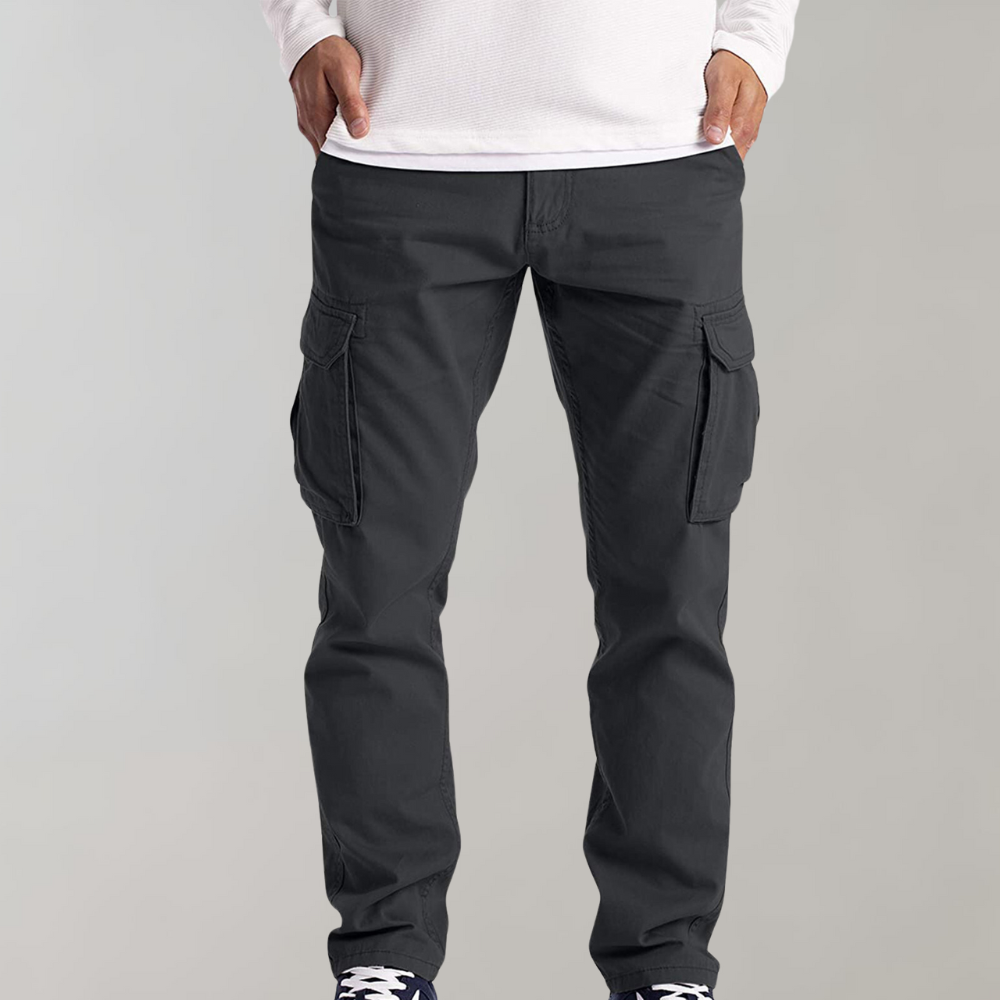 Straight Men's Trousers with Pockets Casual