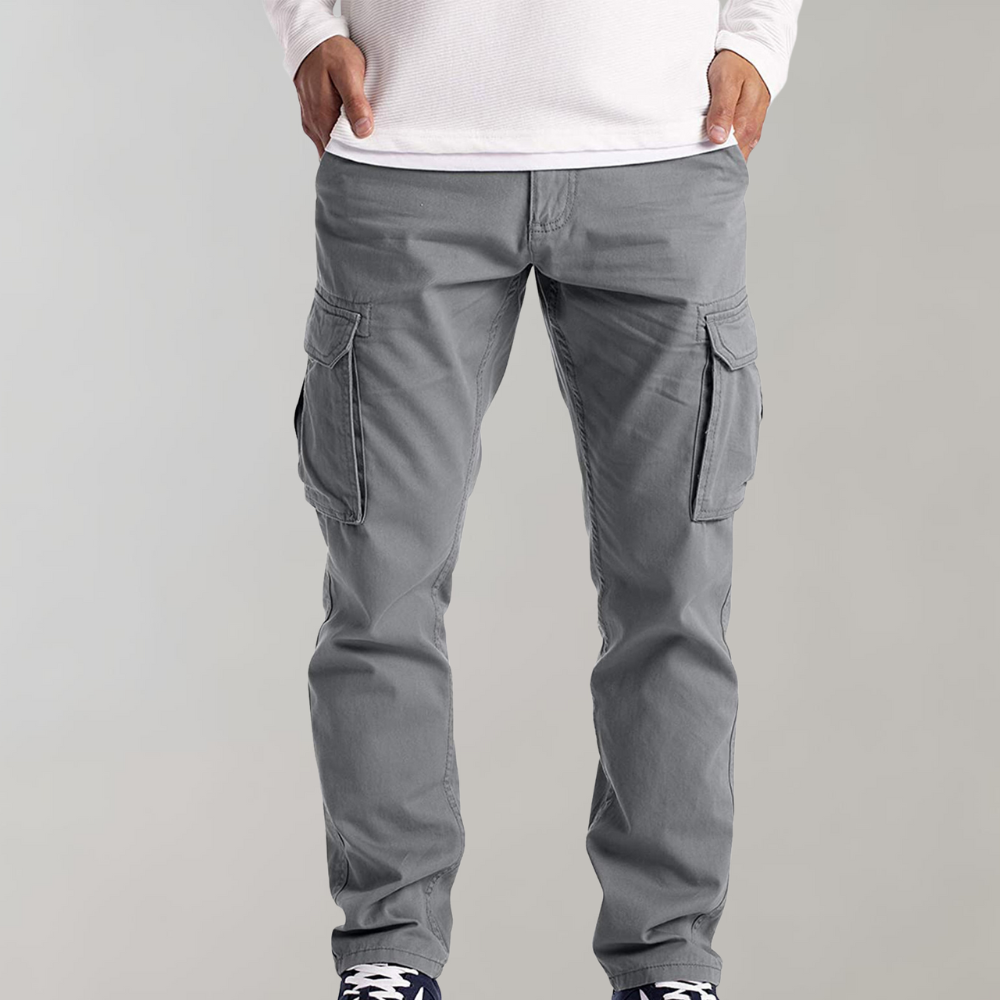 Straight Men's Trousers with Pockets Casual