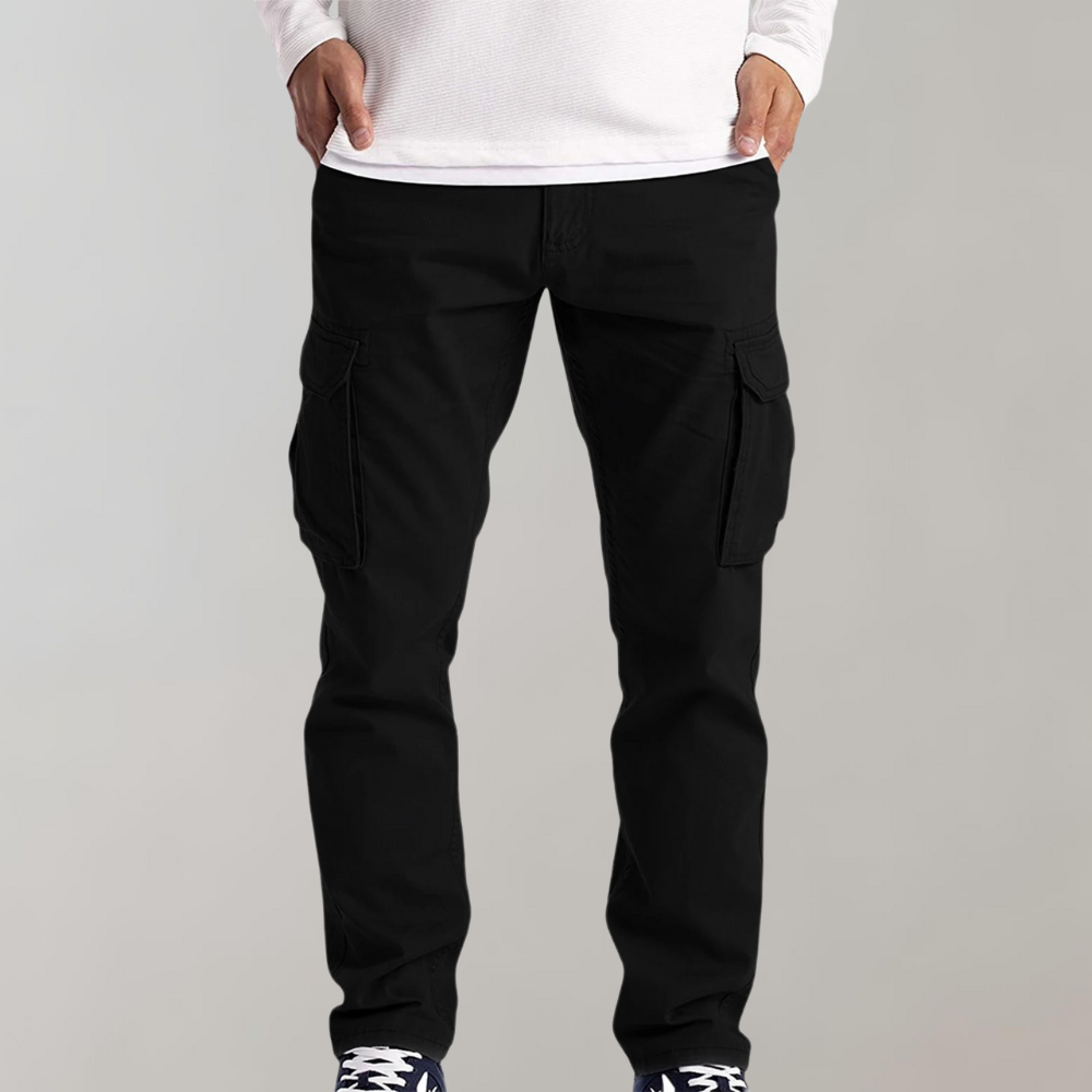 Straight Men's Trousers with Pockets Casual