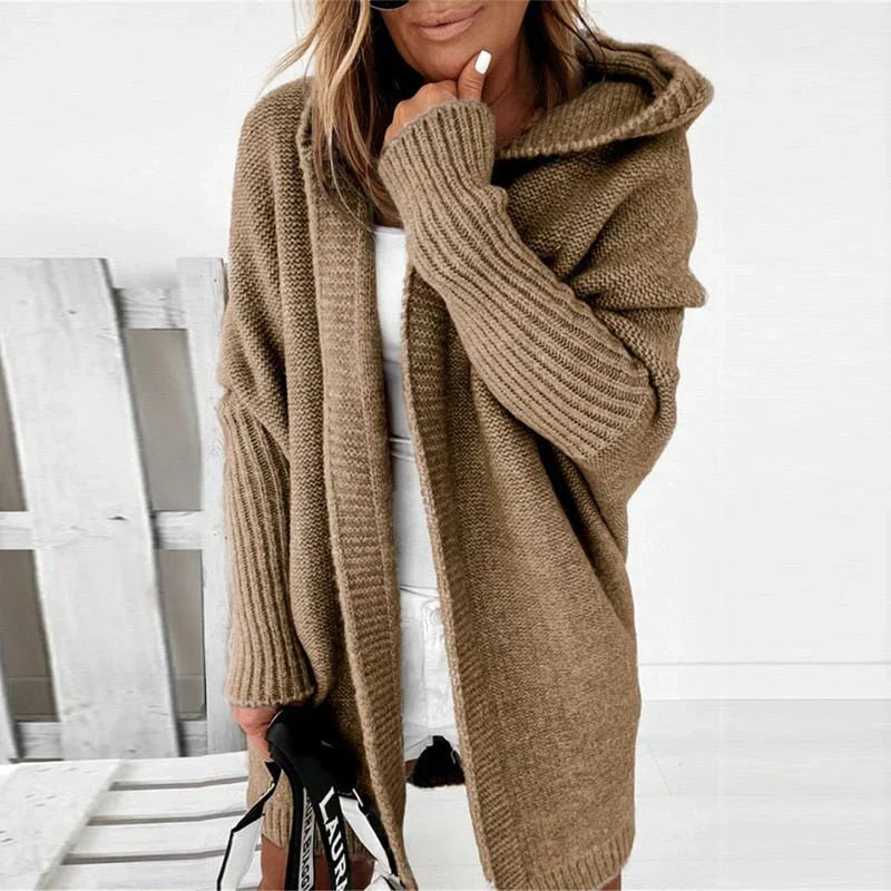 Large Cardigan Oversized Hood Soft Wool