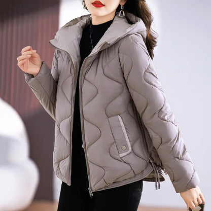 Women's Quilted Jacket Warm Hooded Zipper