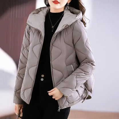 Damen Steppjacke Warm Kapuze Reißverschluss - IdealeKleiden