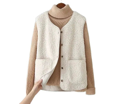 Women's wool gilet with buttons and pockets