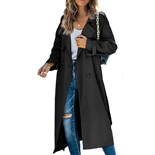 Eleganter Damen Trenchcoat Lang Moderne Frauenmode - IdealeKleiden
