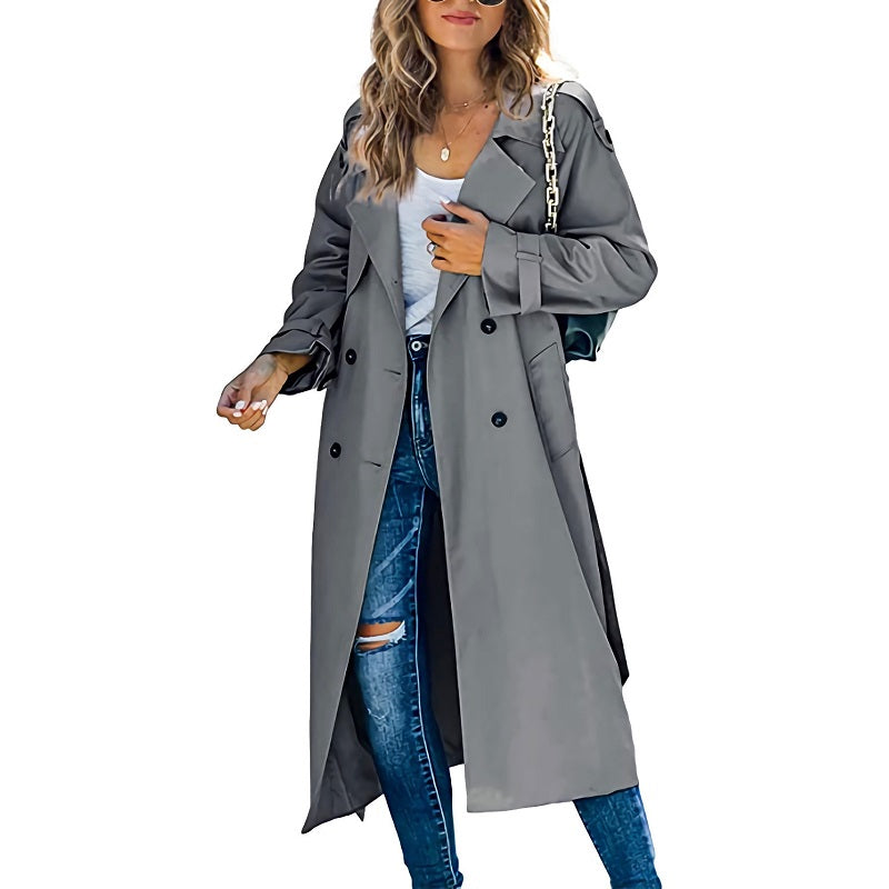 Elegant Women's Long Trench Coat Modern Ladies' Fashion