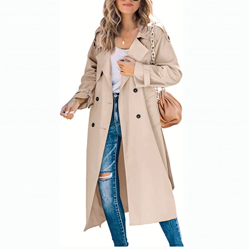 Elegant Women's Long Trench Coat Modern Ladies' Fashion