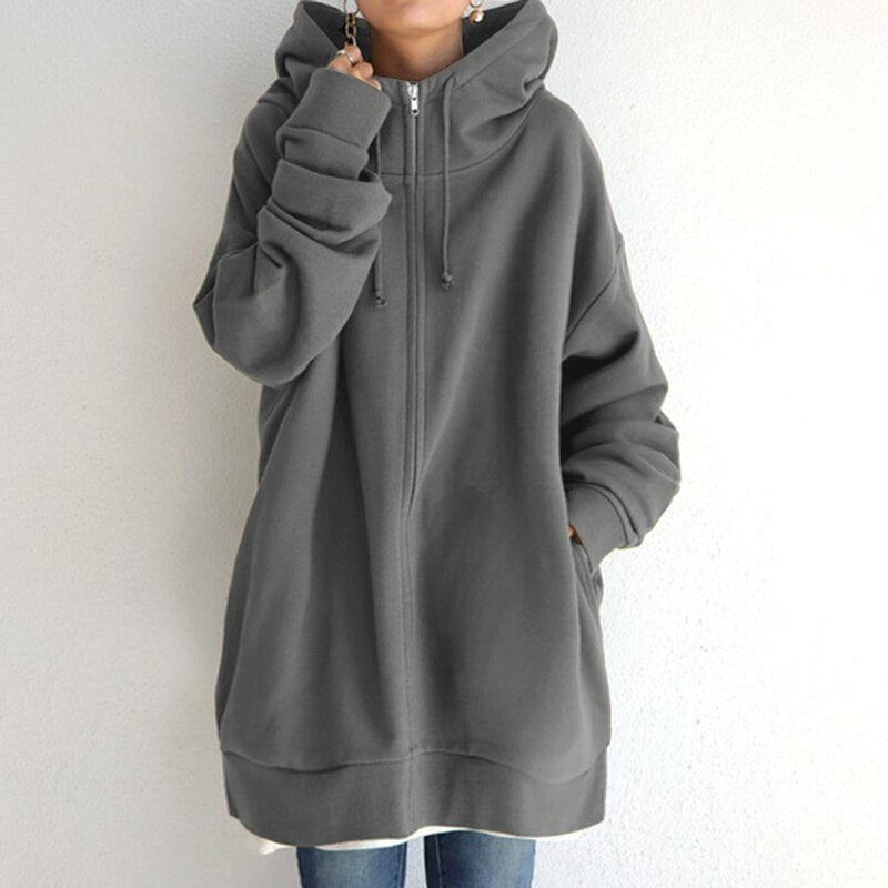 Weite Damenhoodie Winterwarm - IdealeKleiden