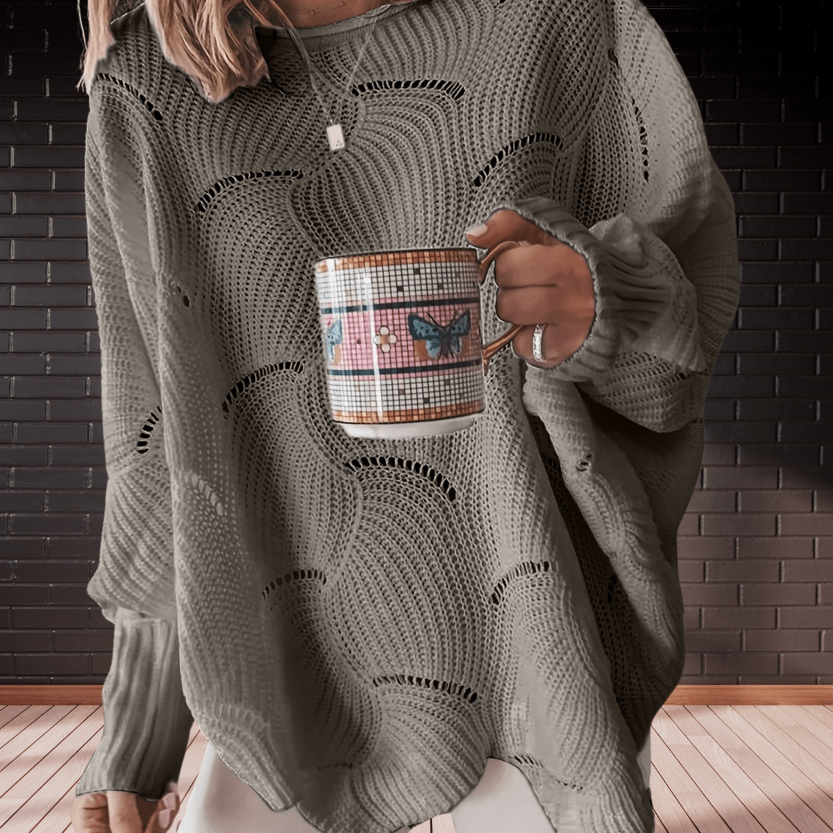 Women's Autumn Ribbed Asymmetric Jumper
