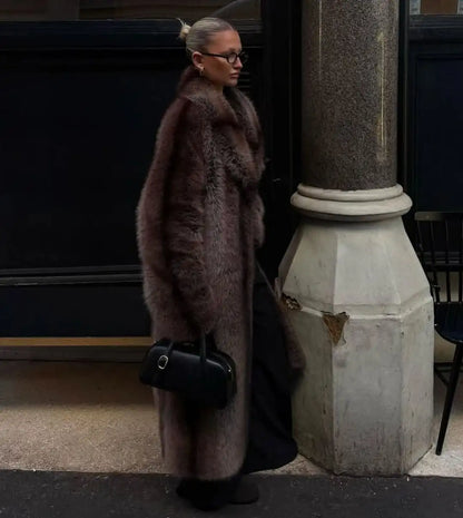 Women's Long Faux Fur Jacket Winter Warm