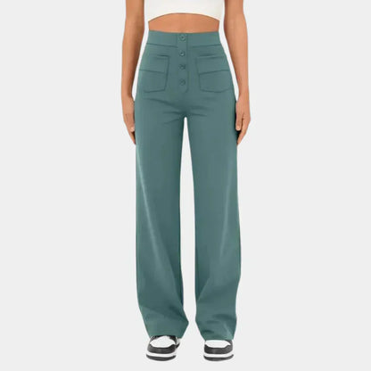 Damen Hose Hoch Tailliert Gerades Bein - IdealeKleiden