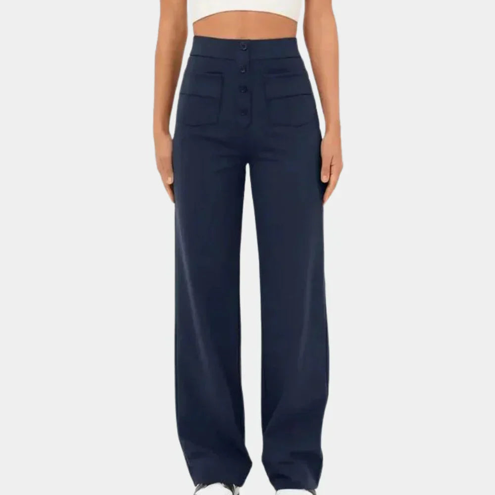 Women's High-Waisted Straight-Leg Trousers