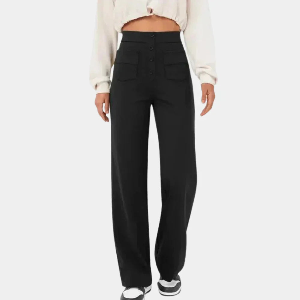 Women's High-Waisted Straight-Leg Trousers