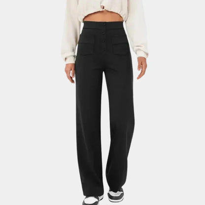 Women's High-Waisted Straight-Leg Trousers
