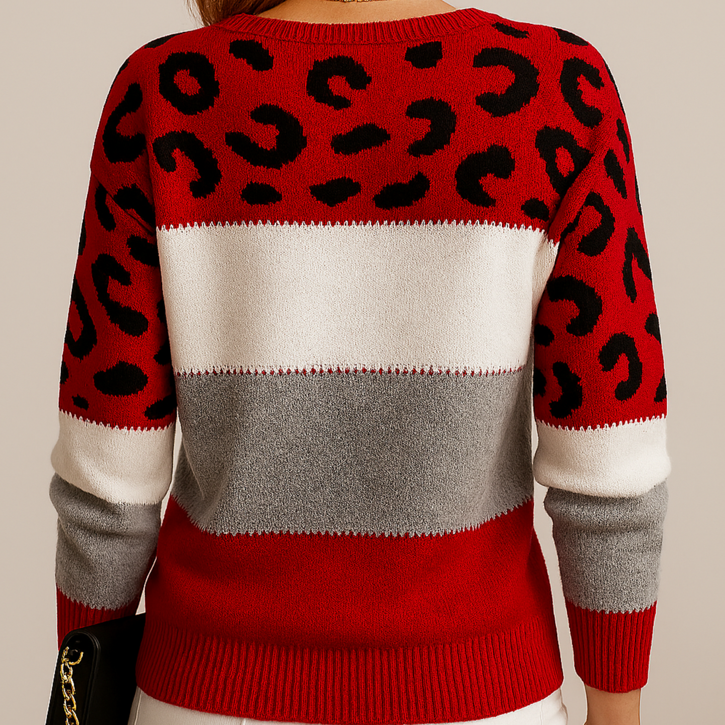 Women's Soft Leopard Print Knitted Sweater