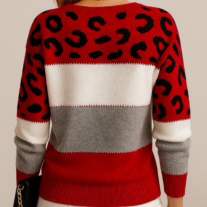 Women's Soft Leopard Print Knitted Sweater