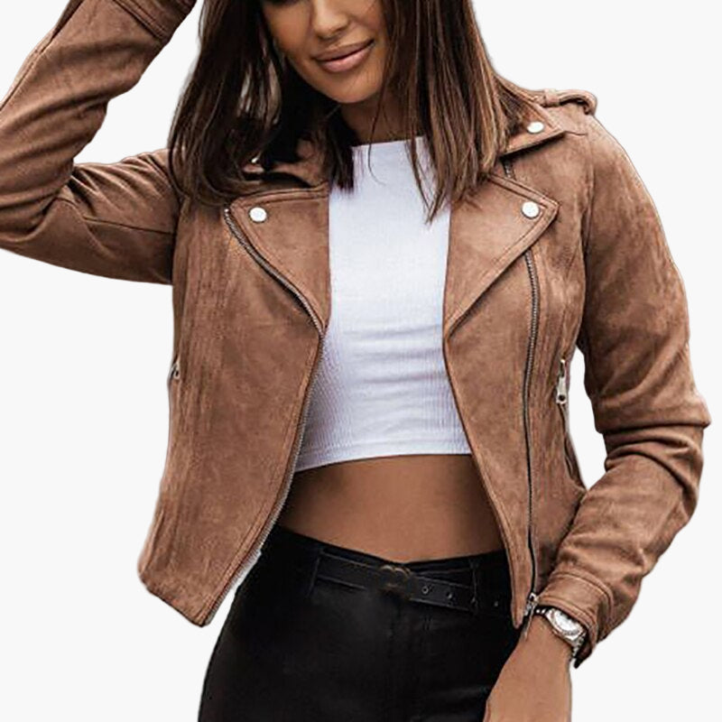 Modische Lederjacke Kurz Elegant