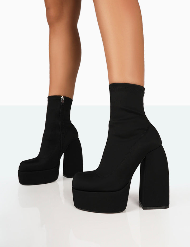 Chic Black Nylon Ankle Boots