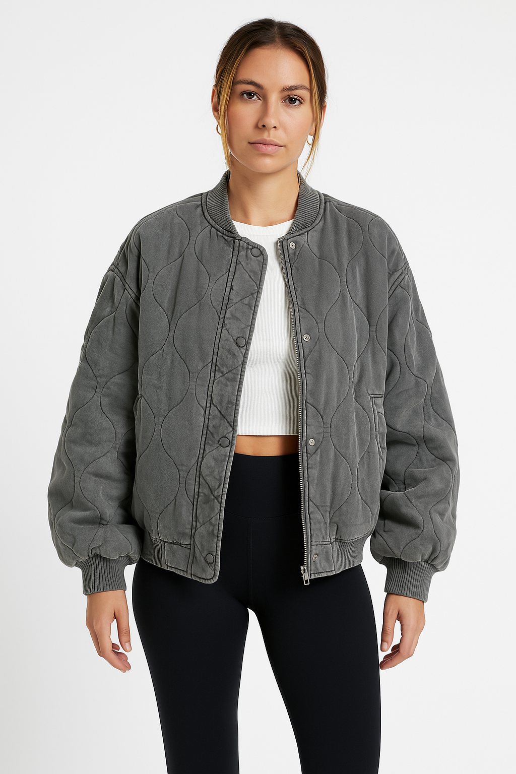 Women's Oversized Quilted Jacket Modern Bomber Style