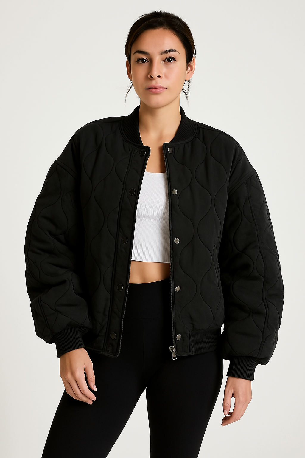 Women's Oversized Quilted Jacket Modern Bomber Style