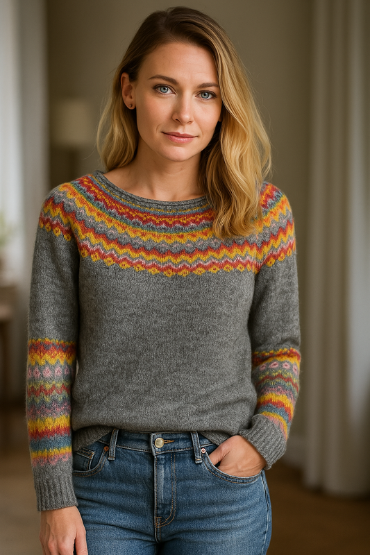 Retro Winterpullover Damen Warm & Stilvoll - IdealeKleiden